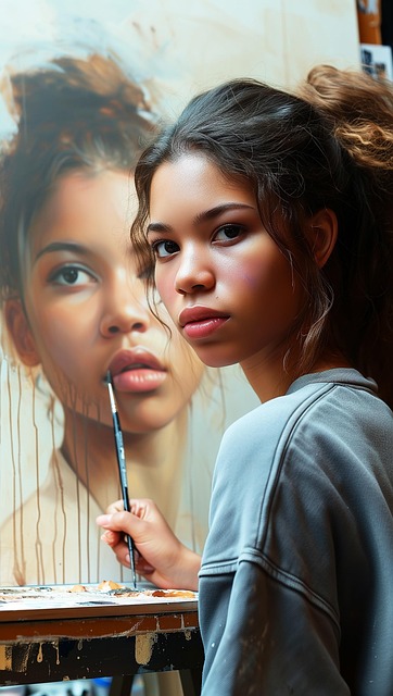 Free ai generated woman painting illustration