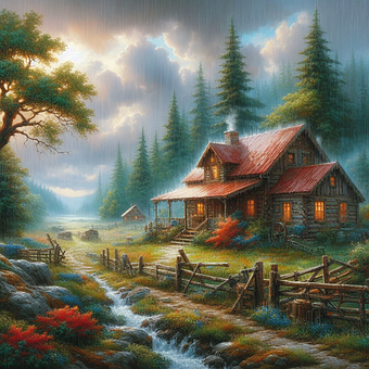 Free Ai Generated Rustic Cabin illustration and picture