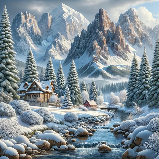 Download free HD stock image of Ai Generated River Free ai generated river winter illustration
