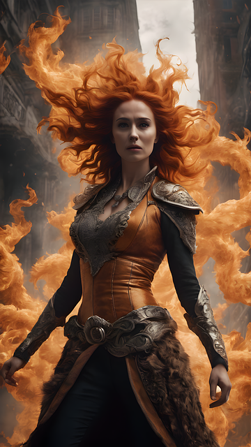Free ai generated woman redhead illustration