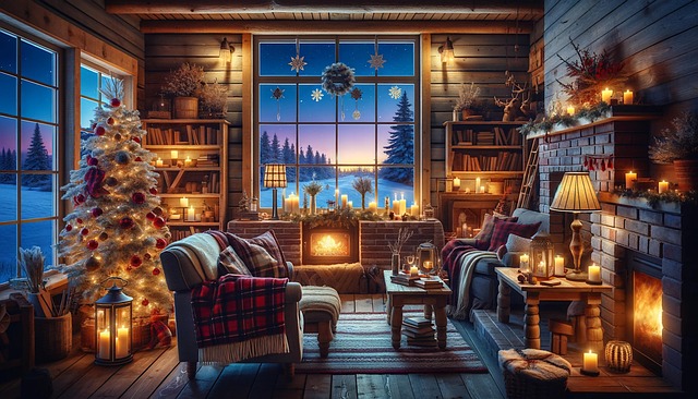 Download free HD stock image of Ai Generated Christmas Free ai generated christmas living room illustration