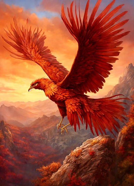 Free ai generated phoenix cliff illustration
