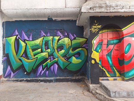 Street Art, Bykunst, Gate, By, Graffiti