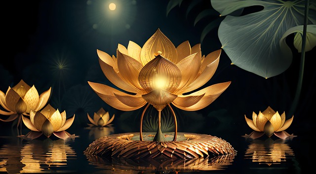 Free ai generated lotus gold illustration