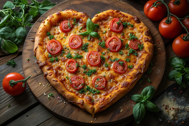 Ai Gerado, Pizza, Coração, Tomates