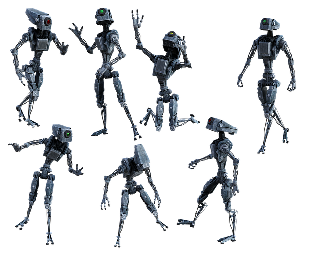 Free workers robots sci-fi illustration
