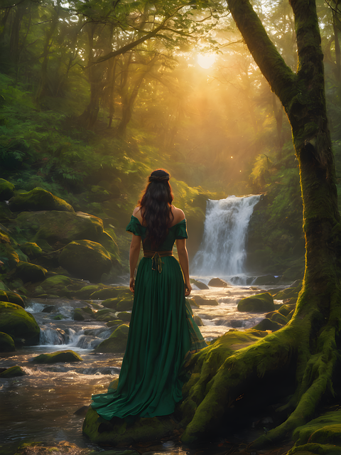 Download free HD stock image of Ai Generated Woman Free ai generated woman waterfall illustration