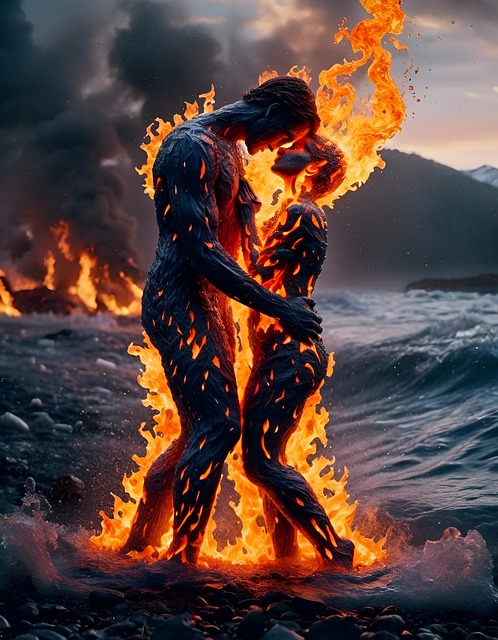 Free ai generated couple lava illustration