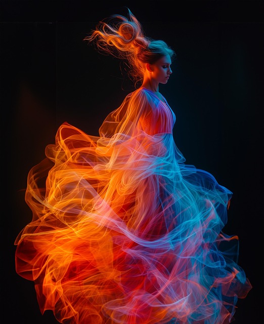 Free woman ethereal fluorescent graceful illustration