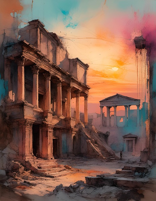 Free ai generated buildings ruins illustration