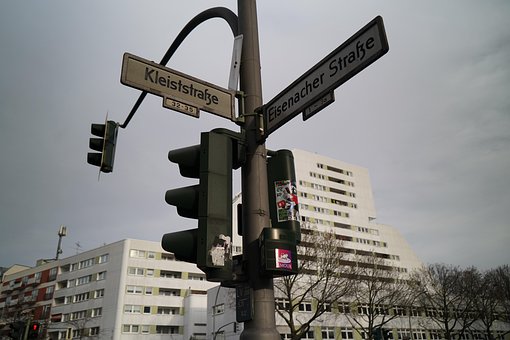 Gade, By, Tyskland, Skilt, Vej, Landskab