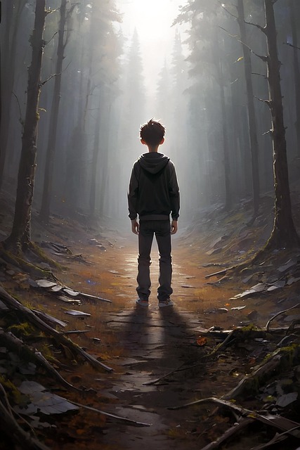 Free ai generated boy forest illustration