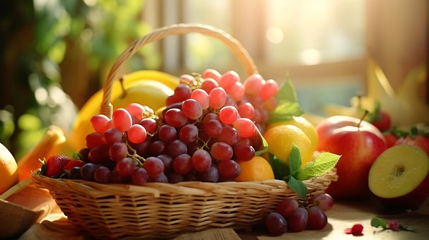 Ai Generado, Frutas, Uvas, Manzanas