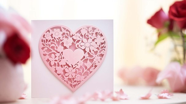 Coração, Amor, Namorados, Rosa, Cartão