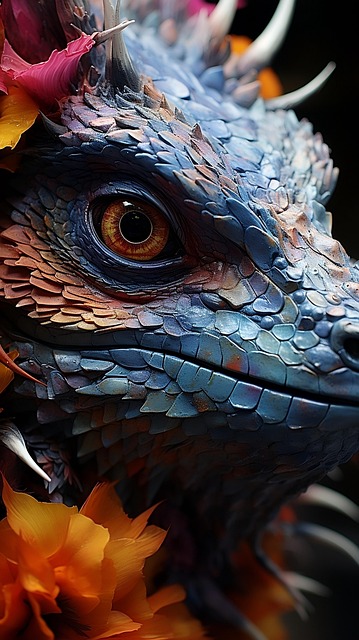 Tier, Drachen, Glühend, Zähne, Hörner