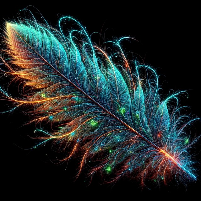 Free ai generated feather bioluminescent illustration