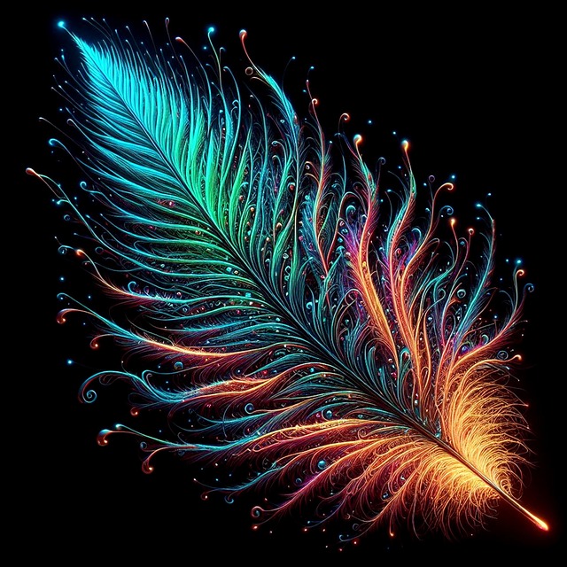 Free ai generated feather bioluminescent illustration