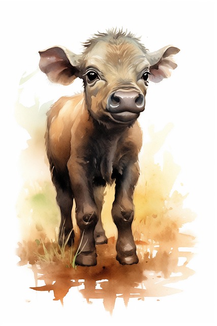 Free ai generated calf cattle illustration