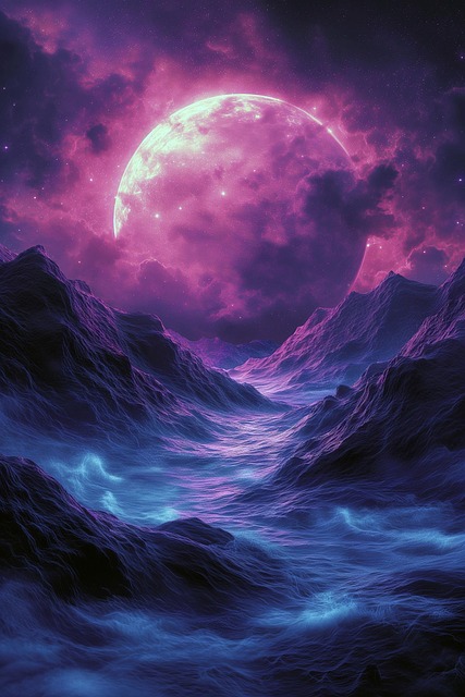 Free ai generated mountains moon illustration