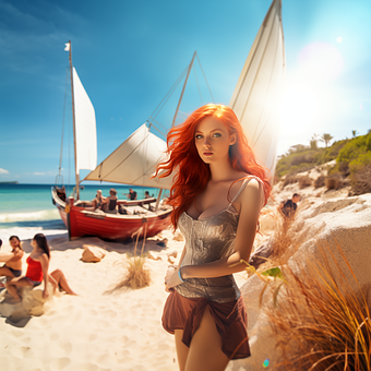 Free Woman Beach illustration and picture