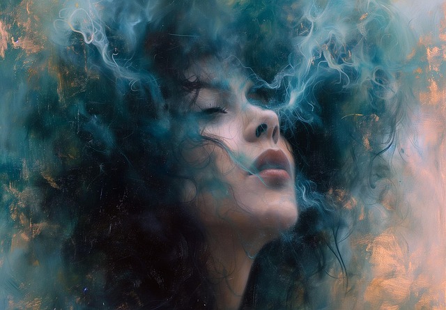 Free ai generated woman smoke illustration