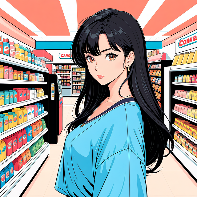 Free ai generated girl shop illustration