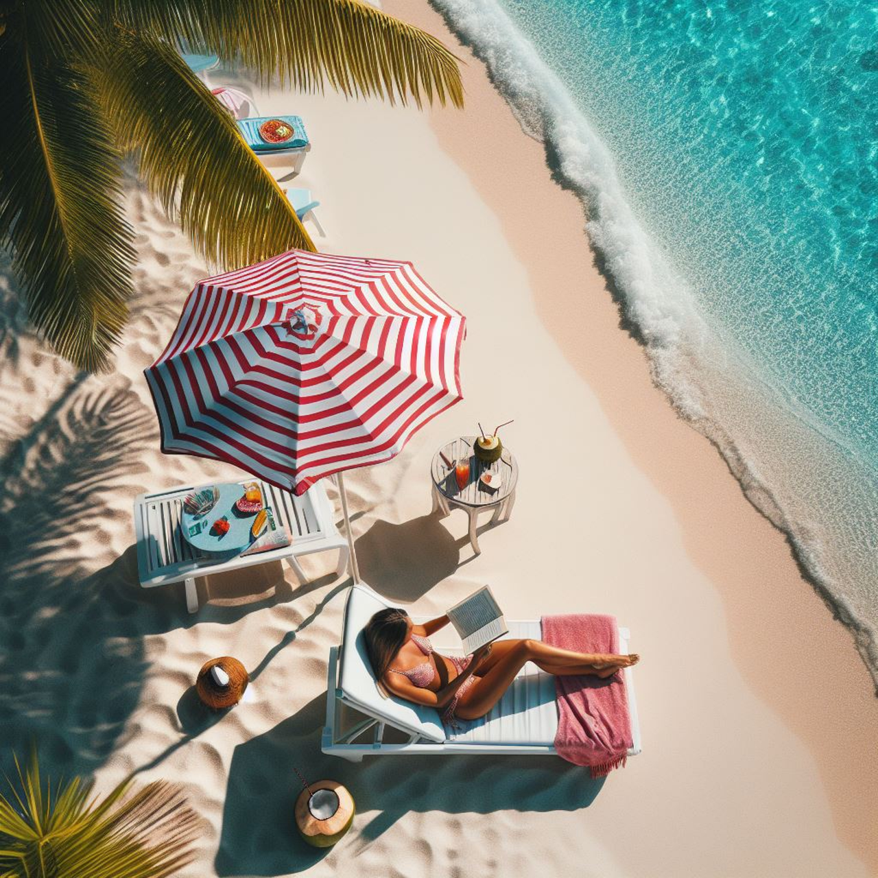 Download free HD stock image of Ai Generated Beach Free ai generated beach waves illustration