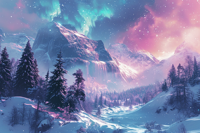 Free ai generated aurora borealis stars illustration