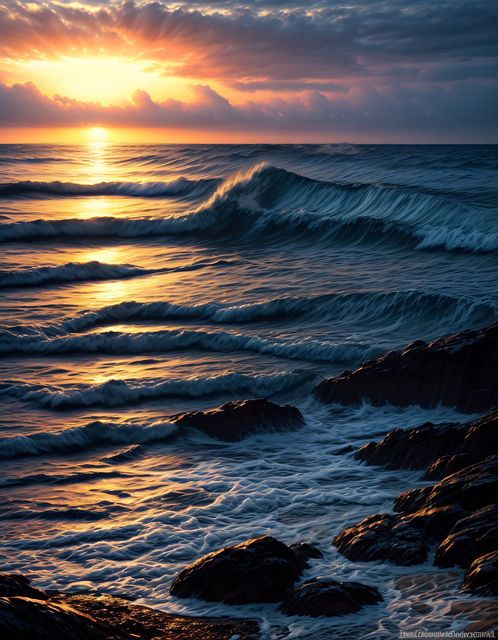 Free sea beach sunset illustration