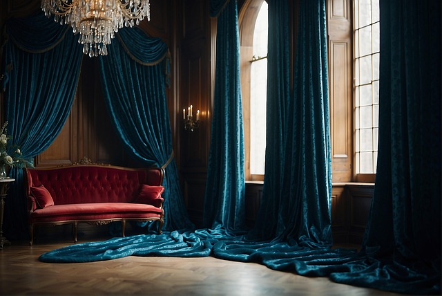 Free ai generated curtains chandelier illustration