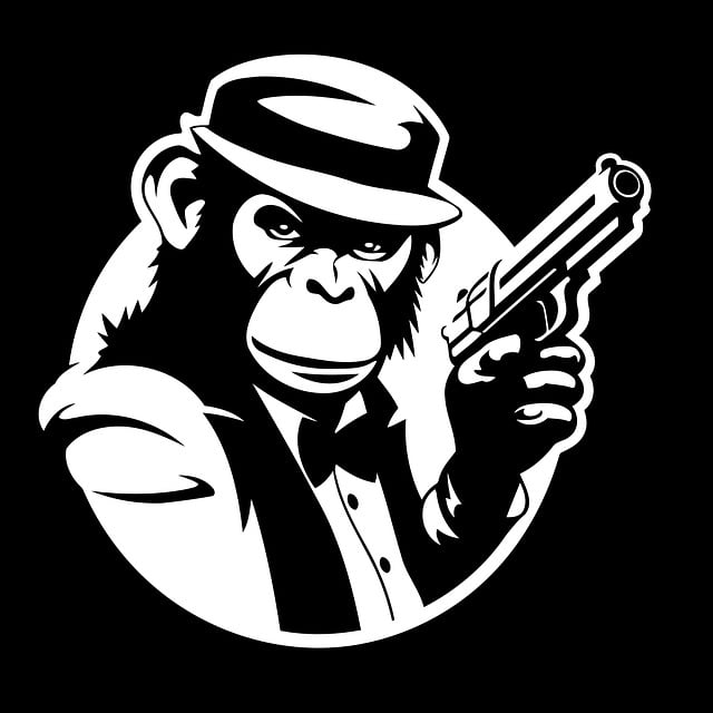 Free ai generated monkey pistol vector