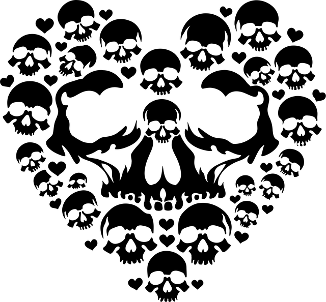 Free ai generated heart skulls vector