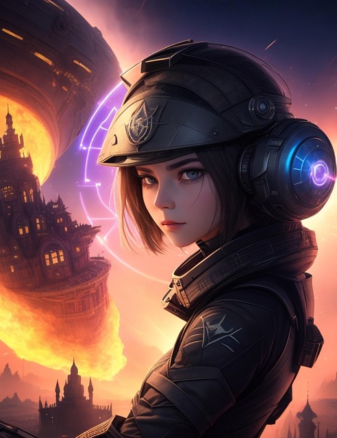 Free girl great war space illustration