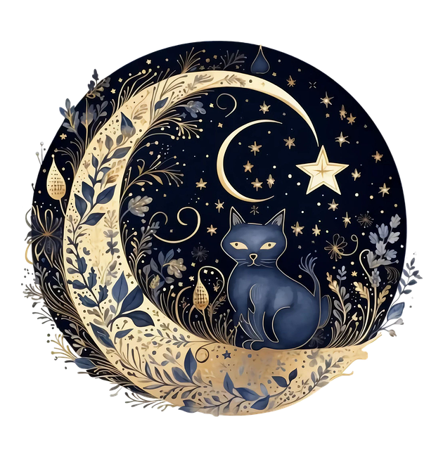 Ai Generiert, Schwarze Katze, Mond