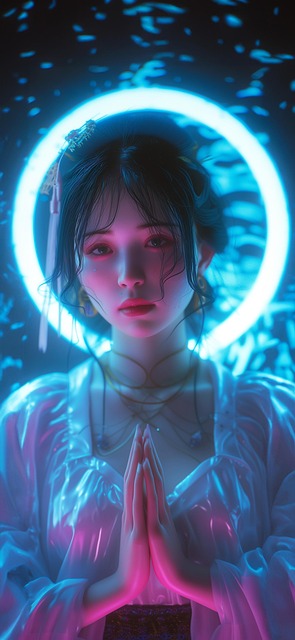 Free ai generated woman neon illustration