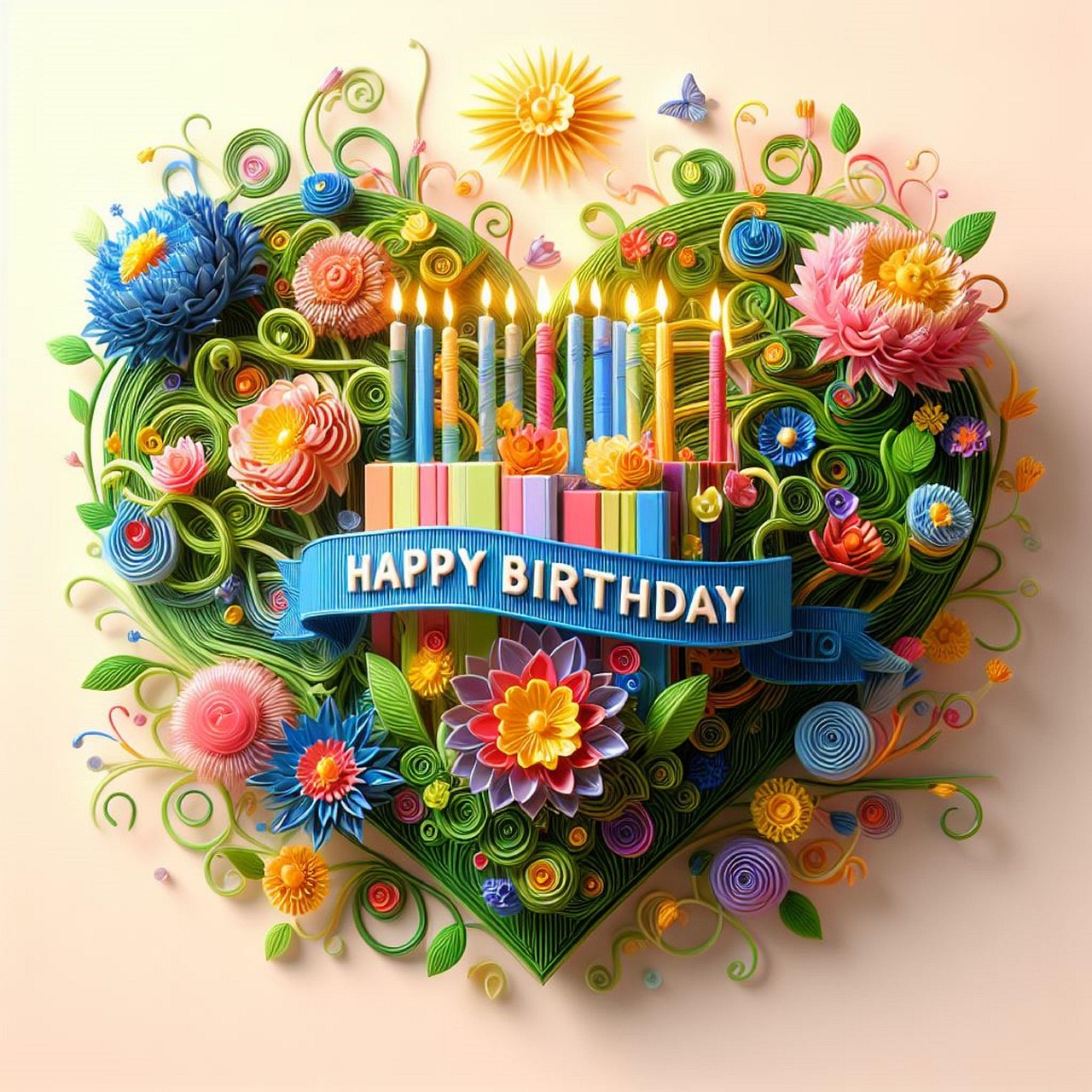 Download Date Of Birth Heart Candles RoyaltyFree Stock Illustration