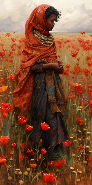 Ai Generiert, Frau, Blumen, Wiese