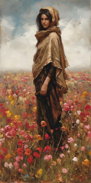 Ai Generiert, Frau, Blumen, Wiese