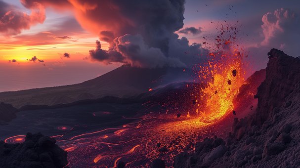 Vulkan, Utbrudd, Lava, Magma, Brann