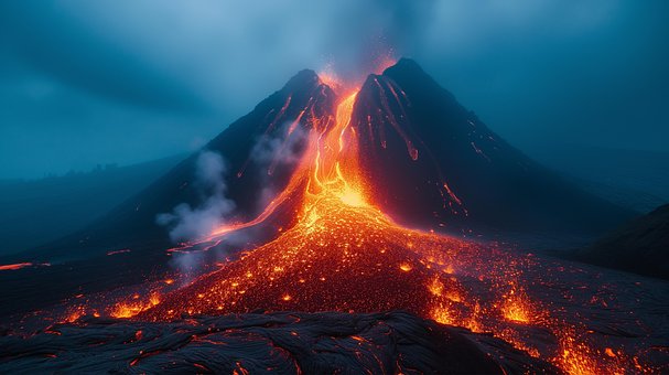 Vulkan, Utbrudd, Lava, Magma, Brann