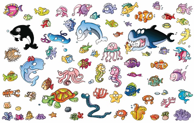 Free fishes sea creature animals illustration