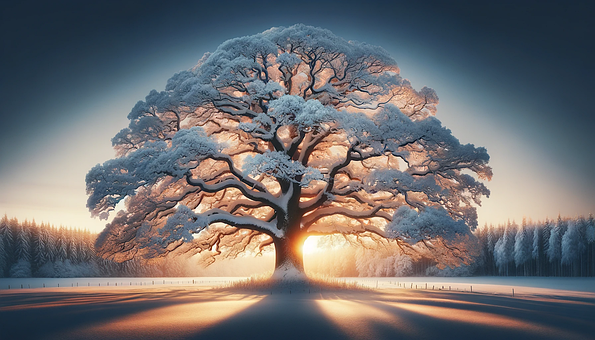 Ai Generado, Árbol, Atardecer, Paisaje