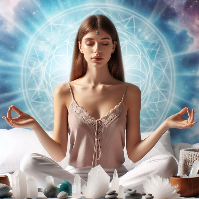 Free ai generated woman crystals illustration