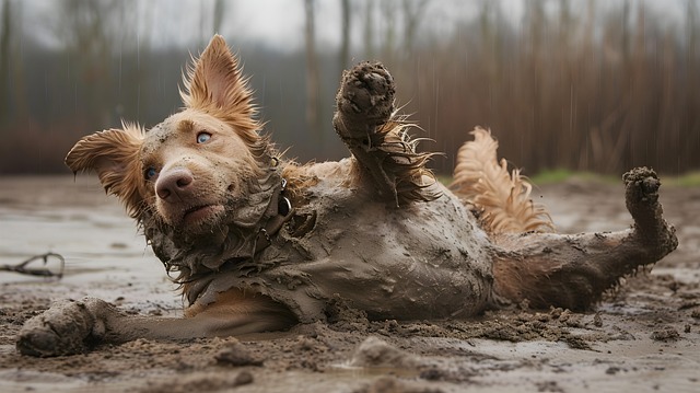 Free ai generated dog mud illustration