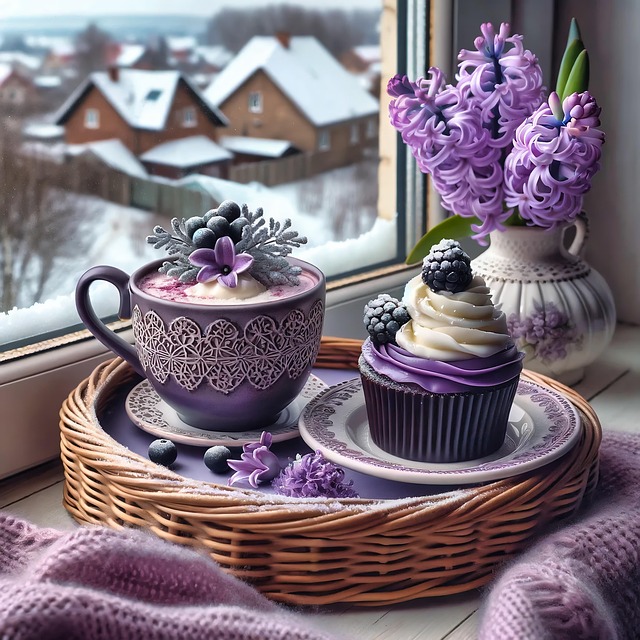 Free ai generated purple cupcake illustration