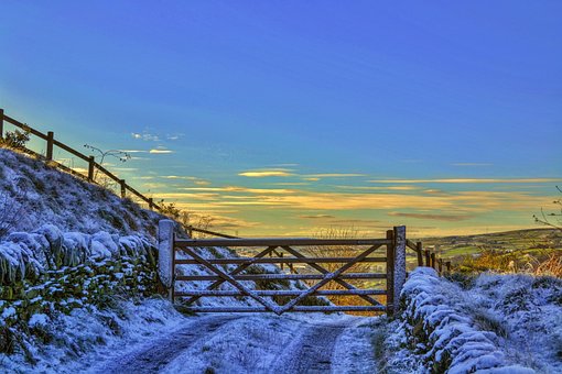 Snø, Gjerde, Landsbygda, Blå Himmel