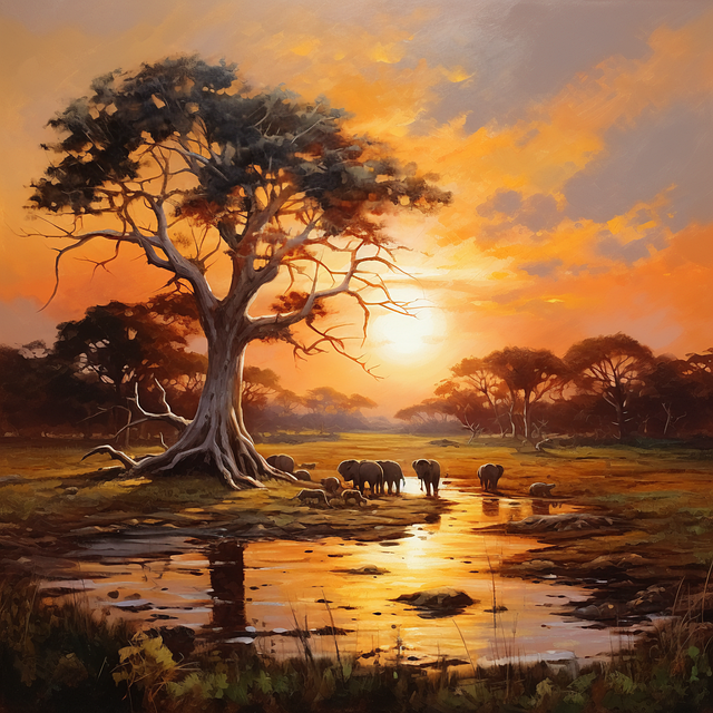 Download free HD stock image of Ai Generated Elephants Free ai generated elephants tree illustration