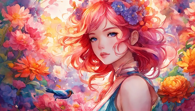Ai Generado, Mujer, Flores, Niña, Bonita