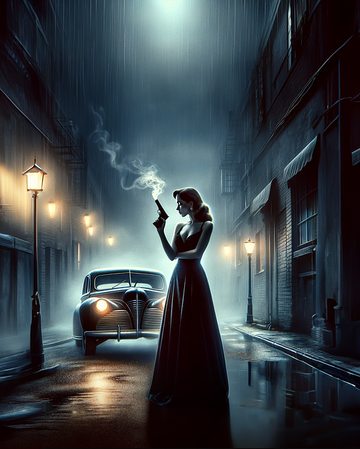 Free woman street gun illustration