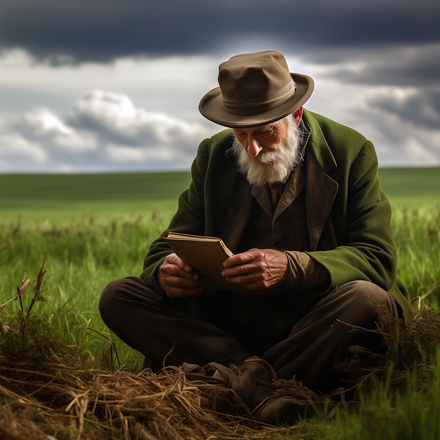Free ai generated elderly reading illustration